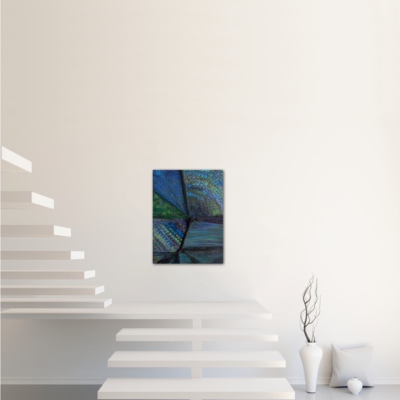 Peacock Pass, Peacock colors, original design, medium size, abstract painting. - Picture 5 of 5